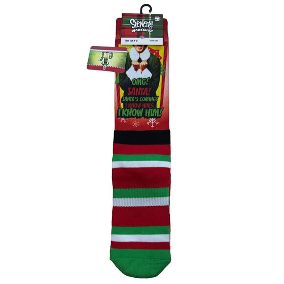 SPENCER'S WORKSHOP ELF "OMG! SANTA! Socks Fits Shoe Sizes 8 to 12 - Picture 1 of 3